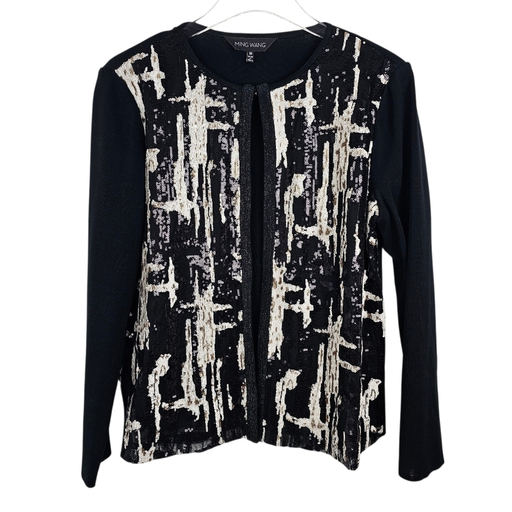 Ming Wang Sequin Knit Cardigan